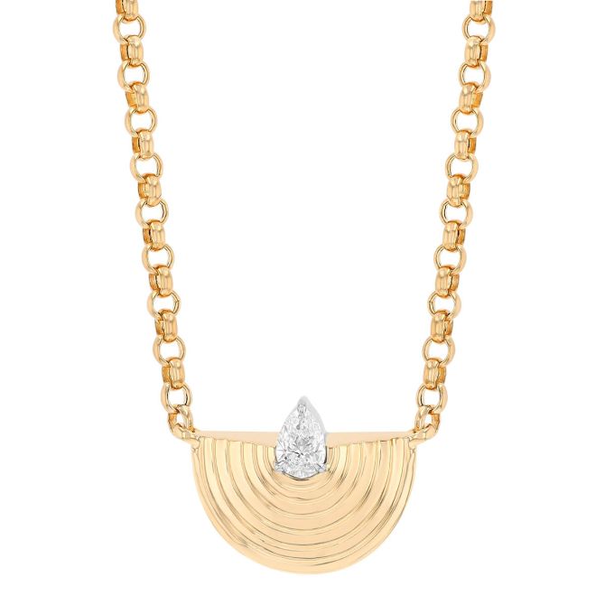 Phillips House Stories Pear Shaped Diamond Large Demi Layered Necklace in Yellow Gold, 18"