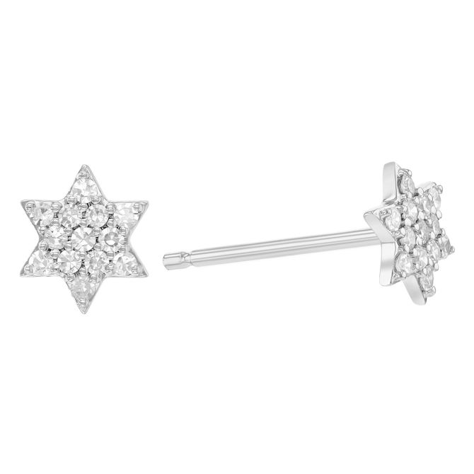 Phillips House Micro Diamond Star of David Stud Earrings in White Gold