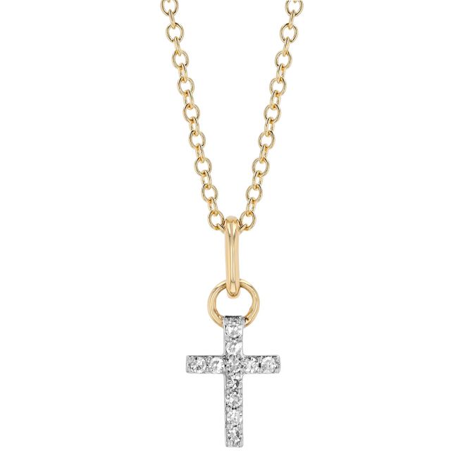 Phillips House Micro Diamond Infinity Cross Pendant in Yellow Gold, 18"