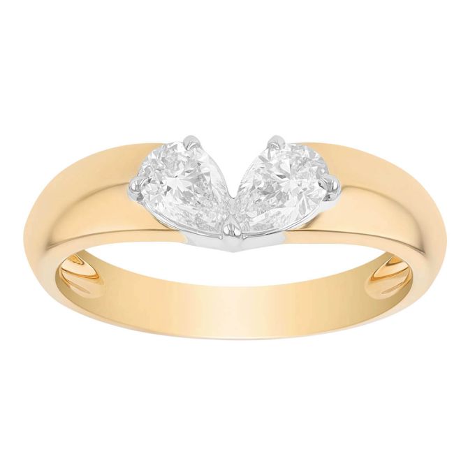 Phillips House Kissing Pear Diamond Heart Ring in Yellow Gold & Platinum