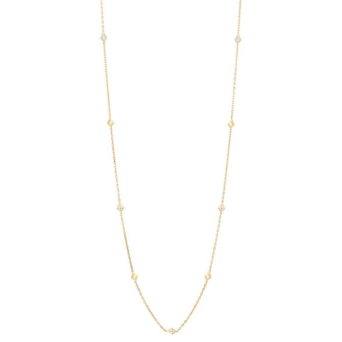 Yellow Gold Kite Station Necklace with Diamond Accents, 33"