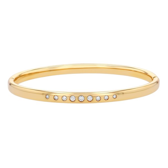 Pesavento Elegance Flush Set Graduated Diamond Bangle Bracelet in Yellow Gold Vermeil