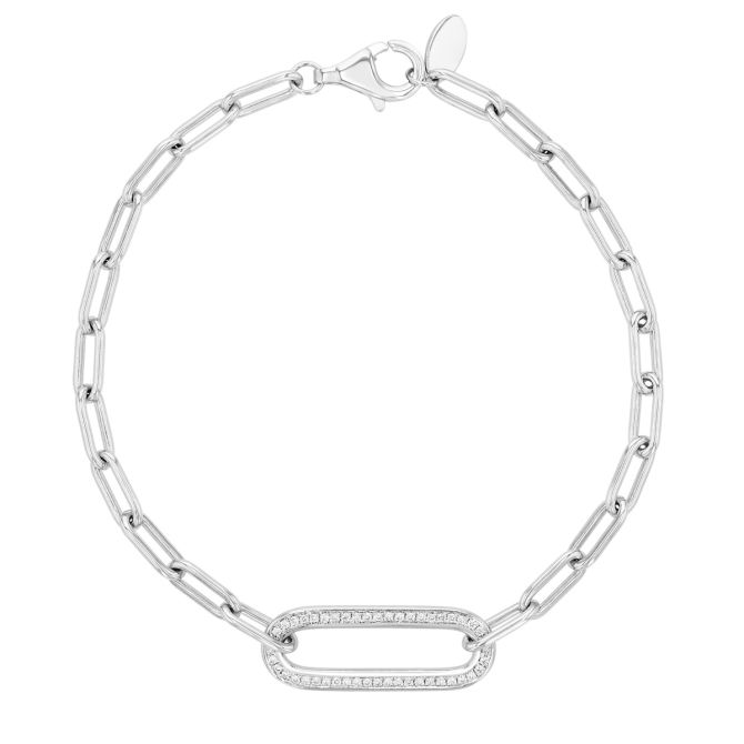 Pesavento Elegance Diamond Paperclip Link Bracelet in Sterling Silver