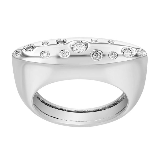 Pesavento Elegance Flush Set Diamond Scatter Ring in Sterling Silver