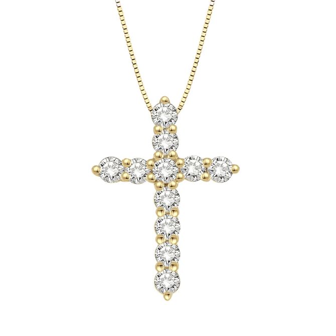 Diamond Cross Necklace in 14K Gold, 18", 0.25 cttw