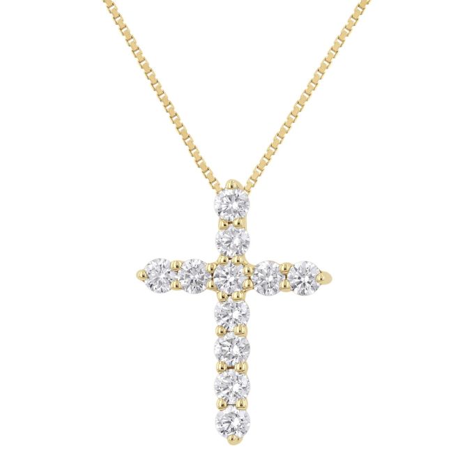 Diamond Cross Necklace in 14K Gold, 18", 0.33 cttw