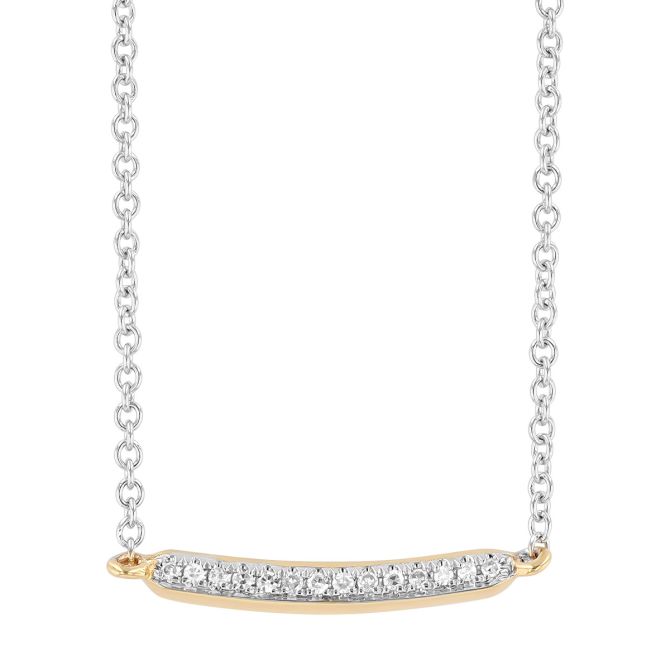 Diamond Bar Necklace in Two Tone, 18"