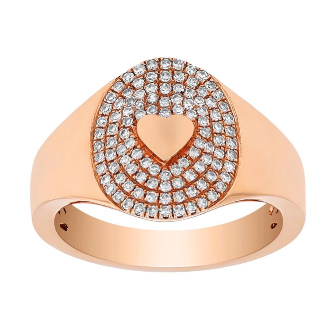 Diamond Pavé Oval & Rose Gold Heart Ring