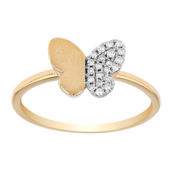 Diamond Pavé & Yellow Gold Butterfly Ring