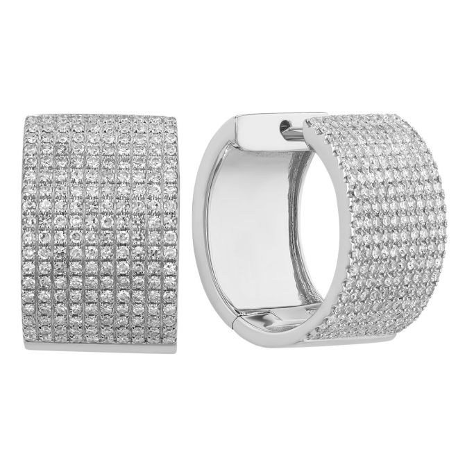 Diamond Pavé Wide Huggie Hoop Earrings