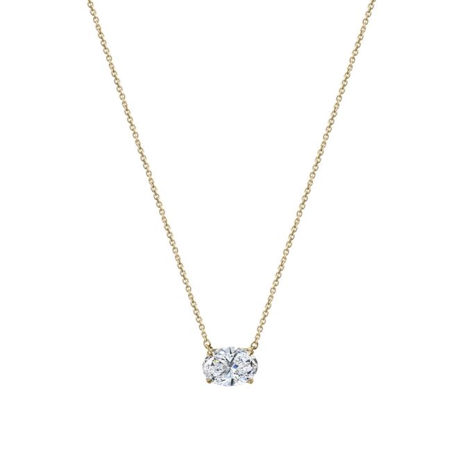 Clarity Diamond Signature Lab-Grown Oval Diamond Solitaire Pendant in Yellow Gold, 1.03 ct