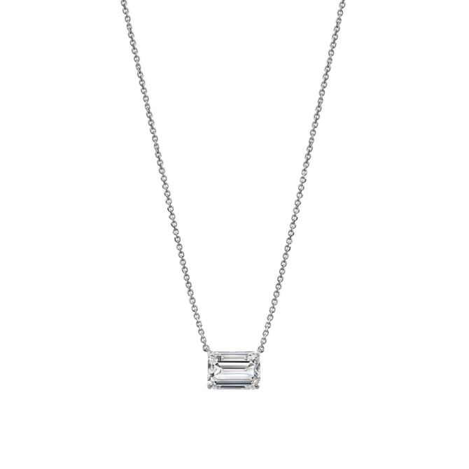 Clarity Diamond Signature Lab-Grown Emerald Cut Diamond Solitaire Pendant in White Gold, 1.58 ct