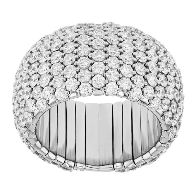 Zydo Diamond Pave Wide Flex Ring in White Gold