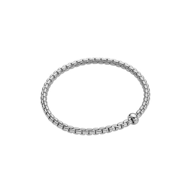 FOPE Eka Flex'It Bracelet in White Gold with Single Diamond Station, Size L