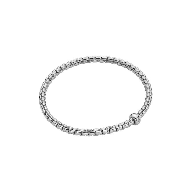 FOPE Eka Flex'It Bracelet in White Gold with Single Diamond Station, Size S