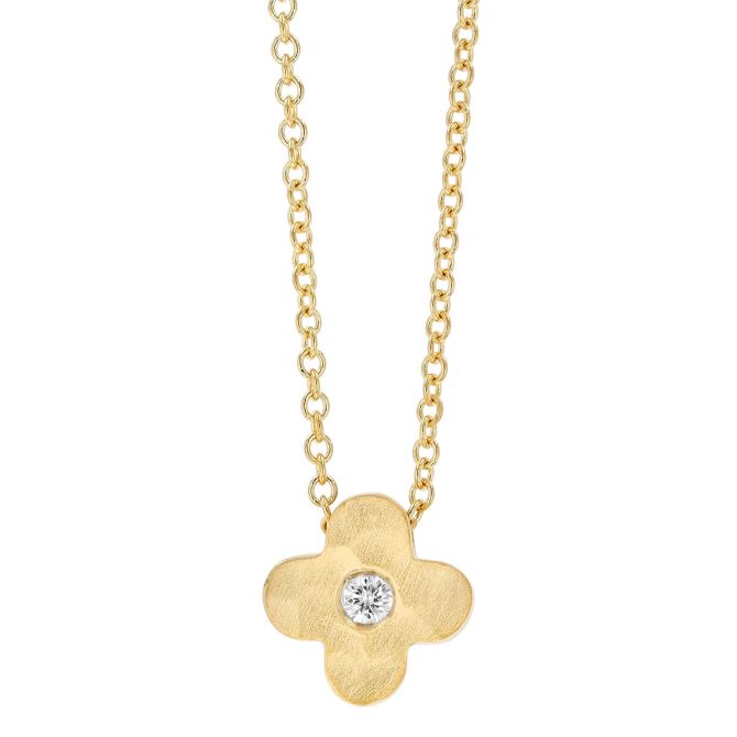 Marika Diamond Mini Clover Pendant in Yellow Gold