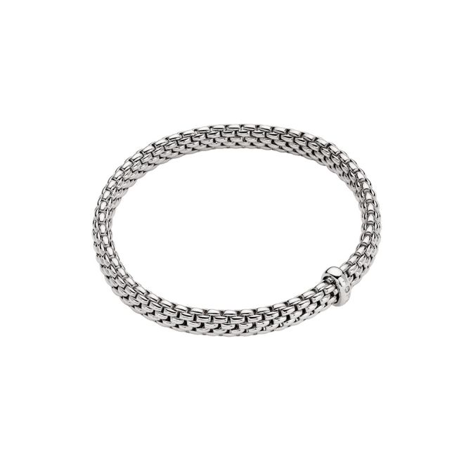 FOPE Vendome Flex'It Bracelet in White Gold with Single Diamond Station, Size L