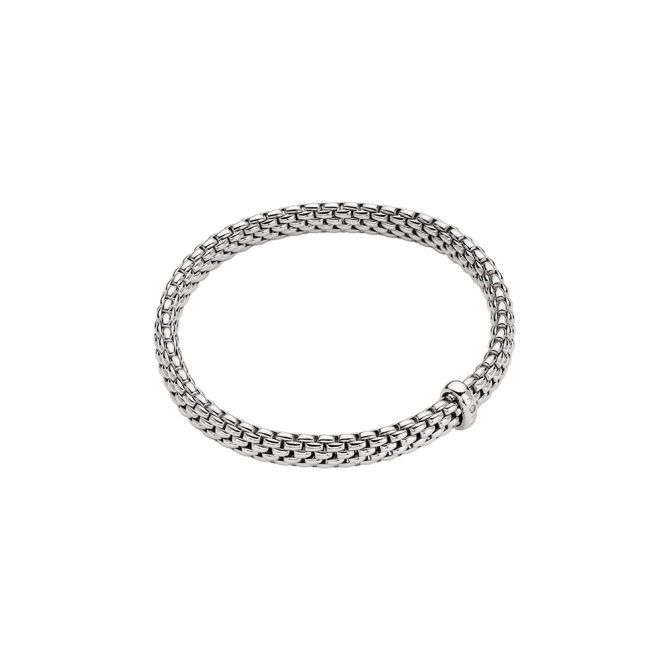 FOPE Vendome Flex'It Bracelet in White Gold with Single Diamond Station, Size M