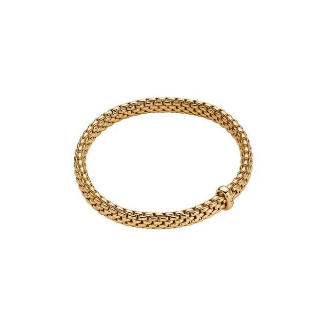 FOPE Vendome Flex'It Bracelet in Yellow Gold with Single Diamond Station, Size M