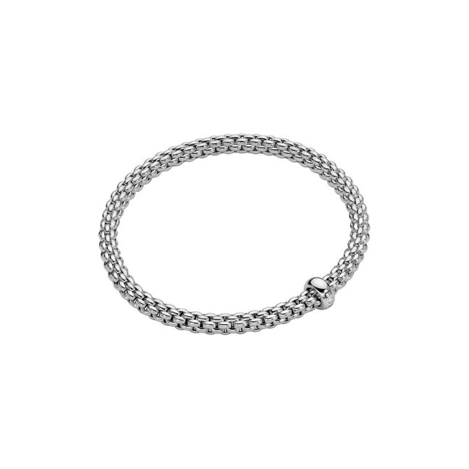 FOPE Solo Flex'It Bracelet in White Gold with Single Diamond Station, Size L