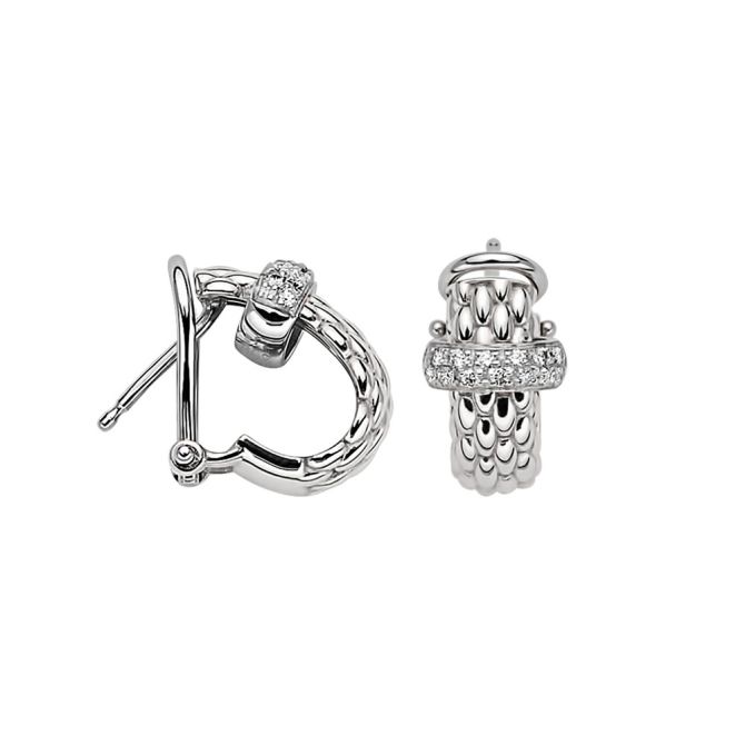 FOPE Vendome White Gold & Diamond Leverback Huggie Earrings