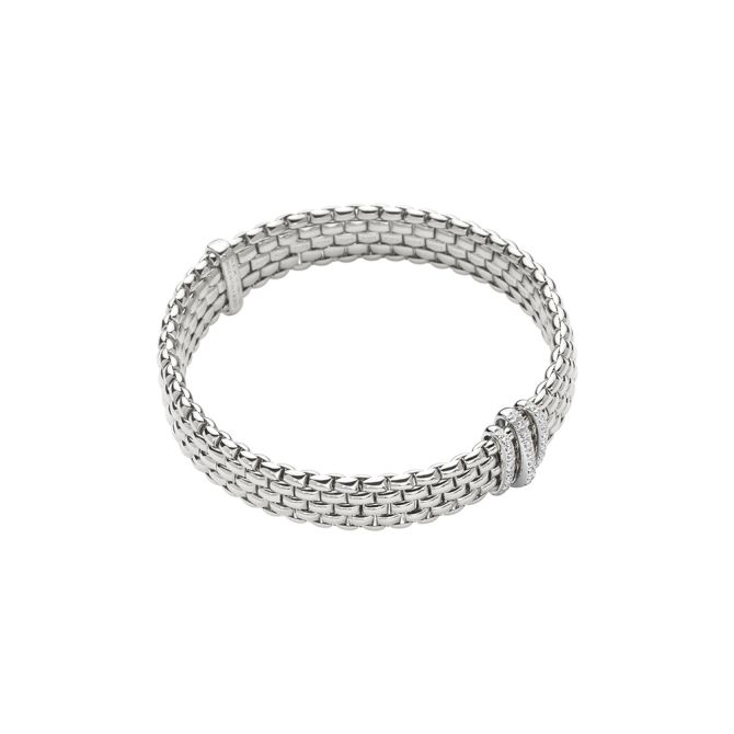 FOPE Panorama Flex'It 3 Rondel Bracelet in White Gold with Diamonds