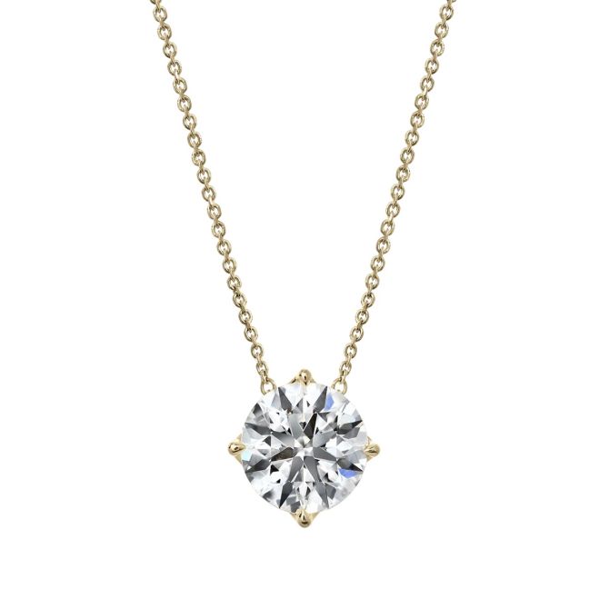 Clarity Diamond Signature Lab-Grown Round Diamond Pendant in Yellow Gold, 3.13 ct