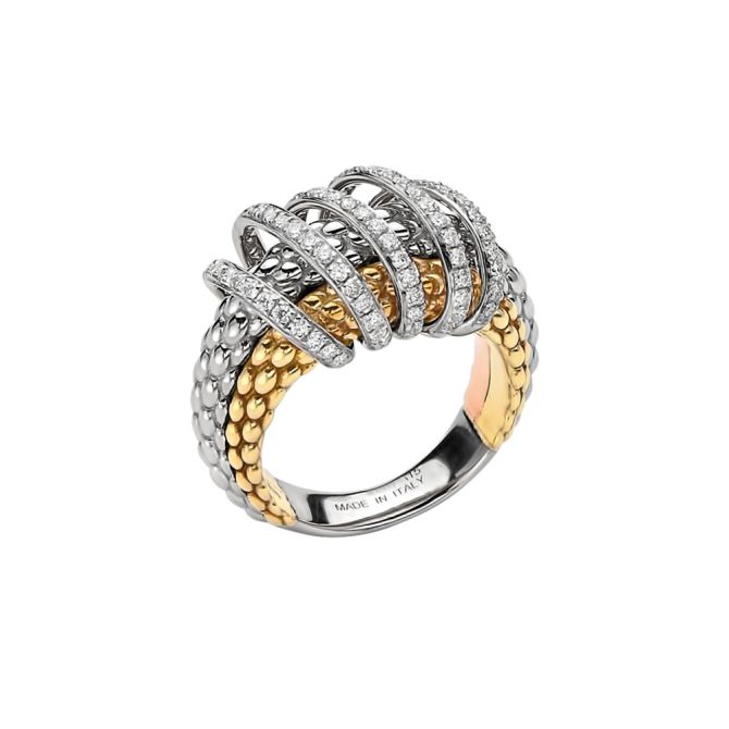 FOPE Solo Ring in White, Yellow & Rose Gold with Diamonds