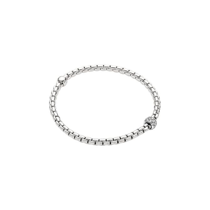 FOPE Eka Flex'It Bracelet in White Gold with Diamond Pave Station, Size L