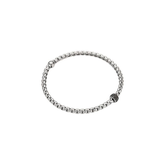 FOPE Eka Flex'It Bracelet in White Gold with Black Diamond Pave Station, Size L