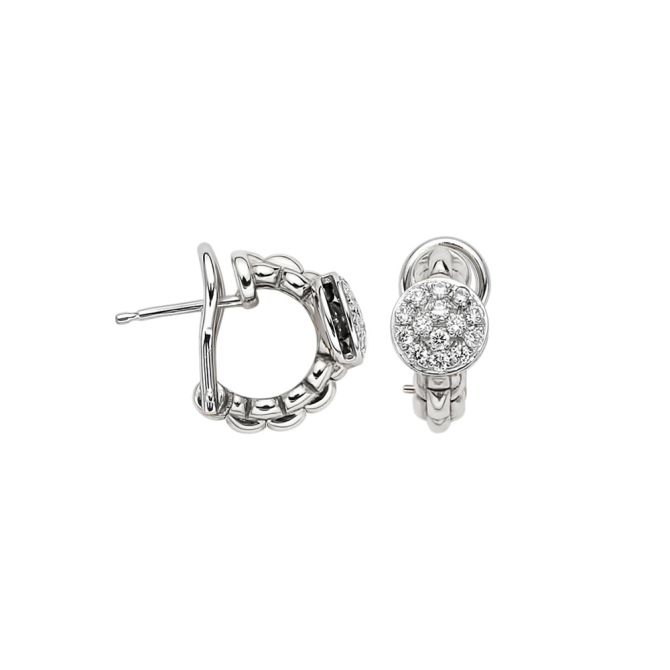 FOPE Eka Tiny White Gold Huggie Earrings with Diamond Pave