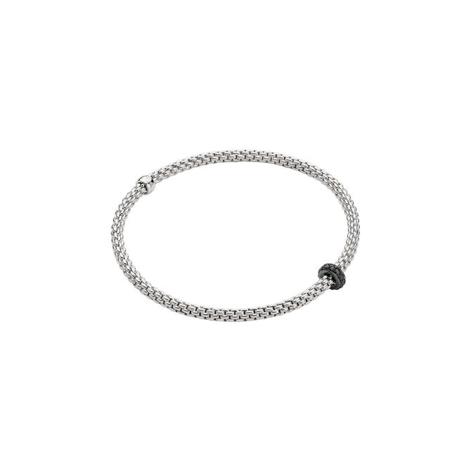 FOPE Prima Flex'It Bracelet in White Gold with Black Diamond Rondel, Size L