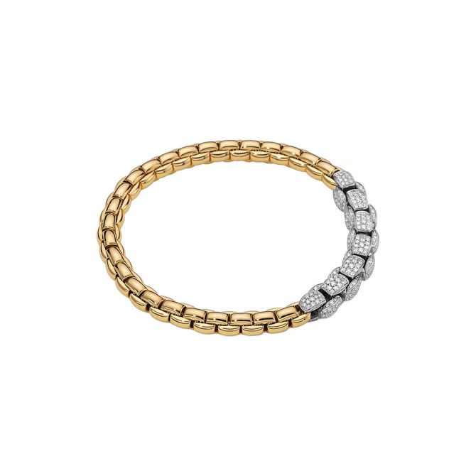 FOPE Eka Bracelet in Yellow & White Gold with Diamond Pave