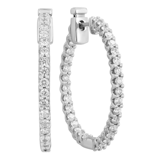 ALTR Lab Grown Diamond Inside Out Hoop Earrings in White Gold, 0.96 cttw