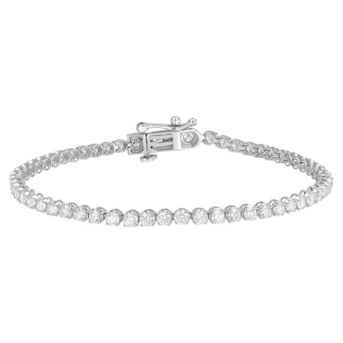 Round Diamond 4 Prong Tennis Bracelet in White Gold, 3.06 cttw, 7"