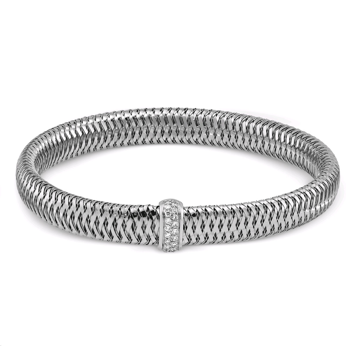 Roberto Coin Primavera White Gold Flexible Bangle Bracelet with ...