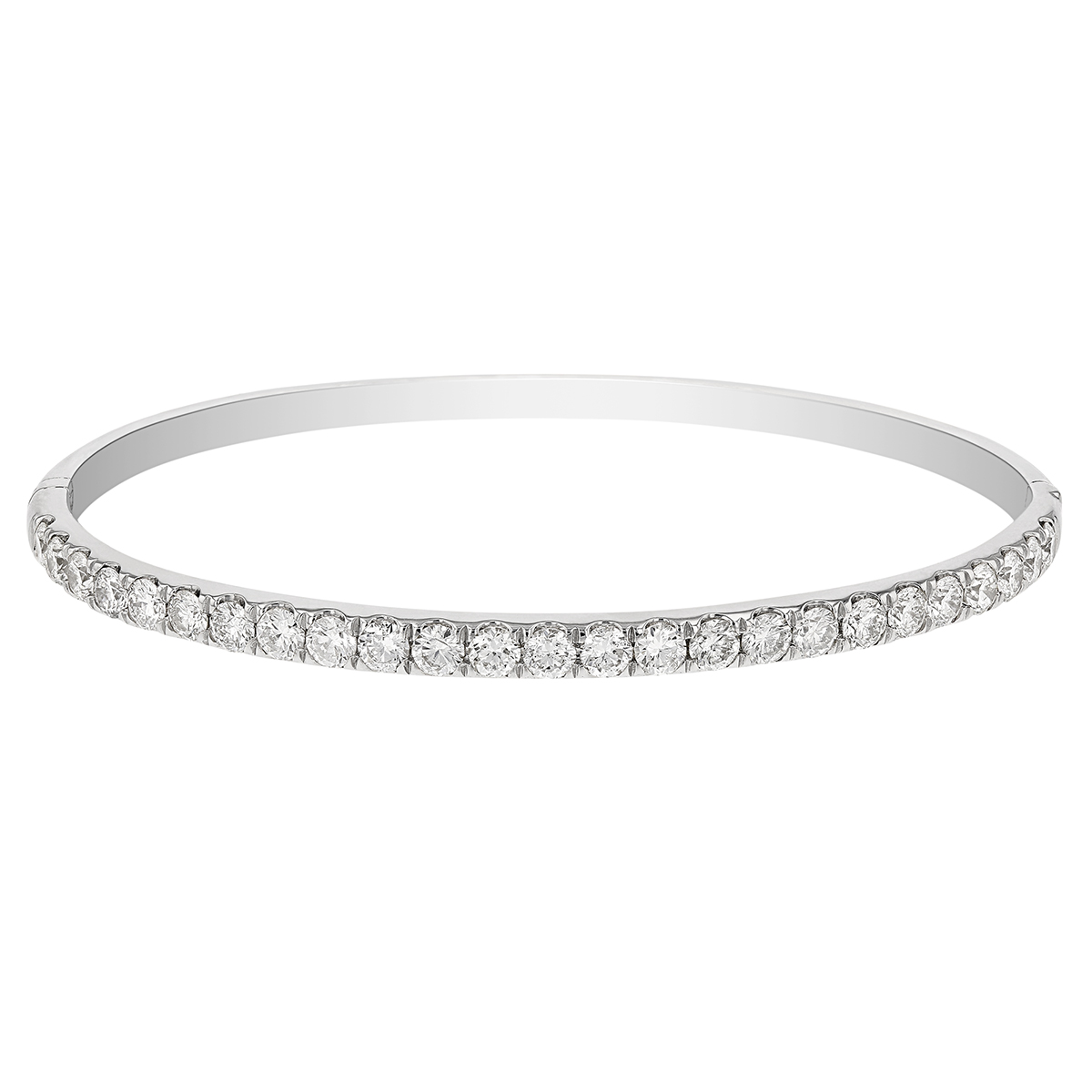 Diamond Line Hinged Bangle Bracelet in White Gold | Borsheims