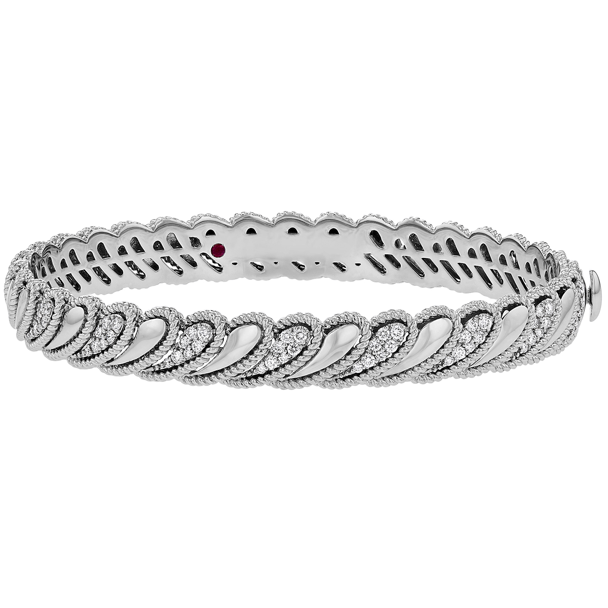 Roberto Coin Byzantine Barocco Diamond Bangle Bracelet in White Gold