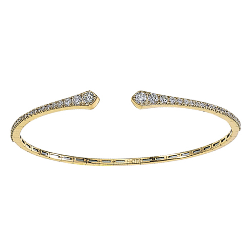 Diamond Graduated Slim Open Cuff Bangle Bracelet In Yellow Gold Borsheims