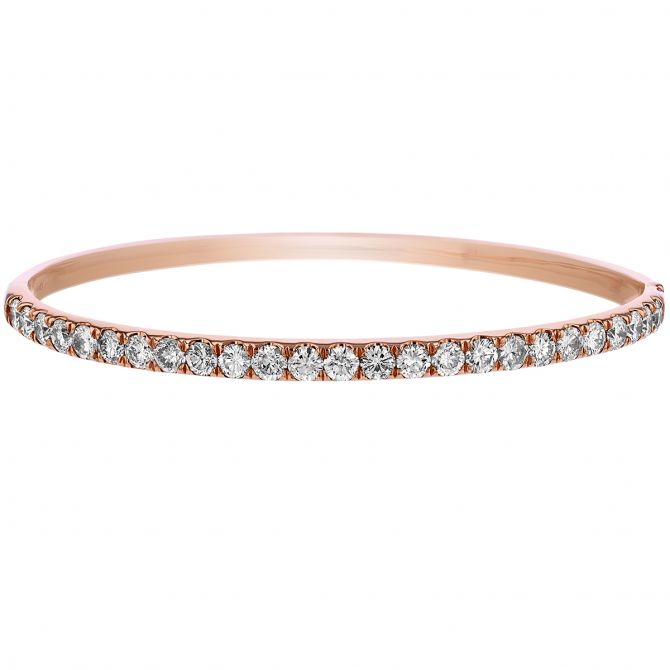 Diamond Prong Set Bangle Bracelet in Rose Gold