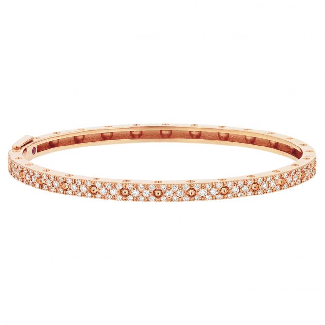 Roberto Coin Symphony Pois Moi Rose Gold & Diamond Oval Bangle Bracelet