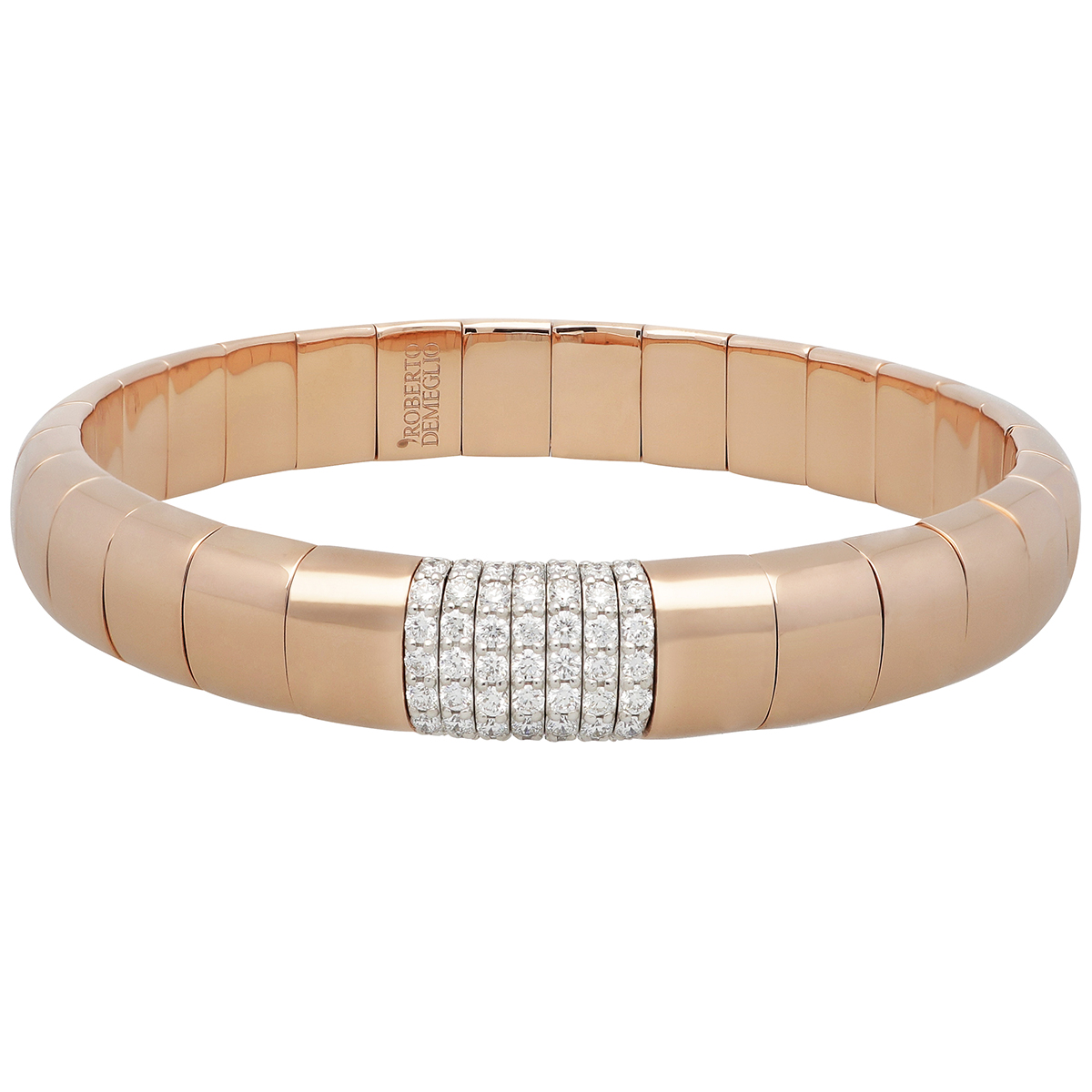 Roberto Demeglio PURA GOLD Large Bracelet with Diamonds in Rose Gold ...