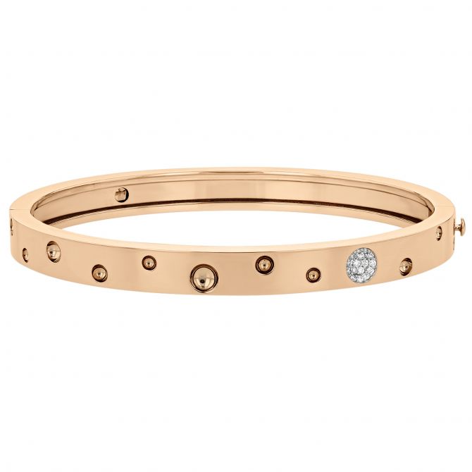 Roberto Coin Pois Moi Luna Diamond Hinged Bangle Bracelet in Rose Gold