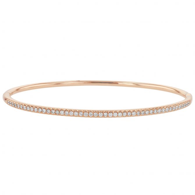 Diamond Prong Set Slim Bangle Bracelet in Rose Gold