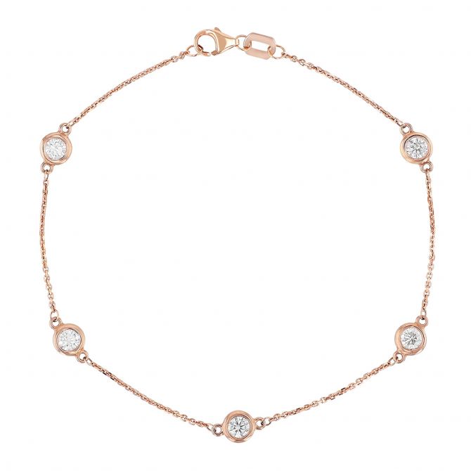 Diamond Star Station Bracelet in Rose Gold, 7.5