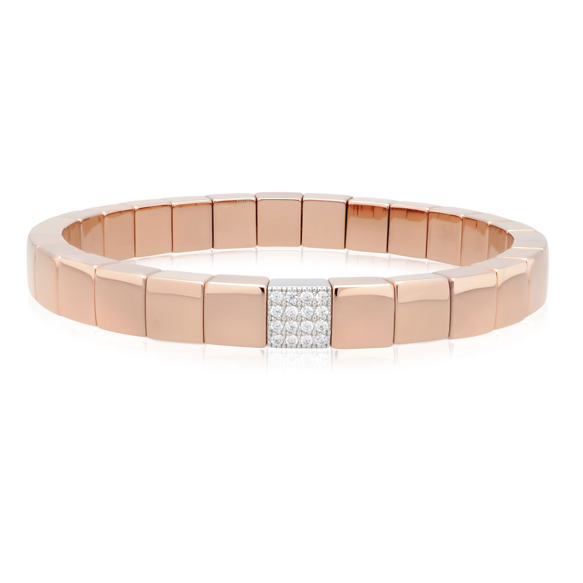 Roberto Demeglio Scacco Stretch Bracelet in Rose Gold with Diamond Pavé ...