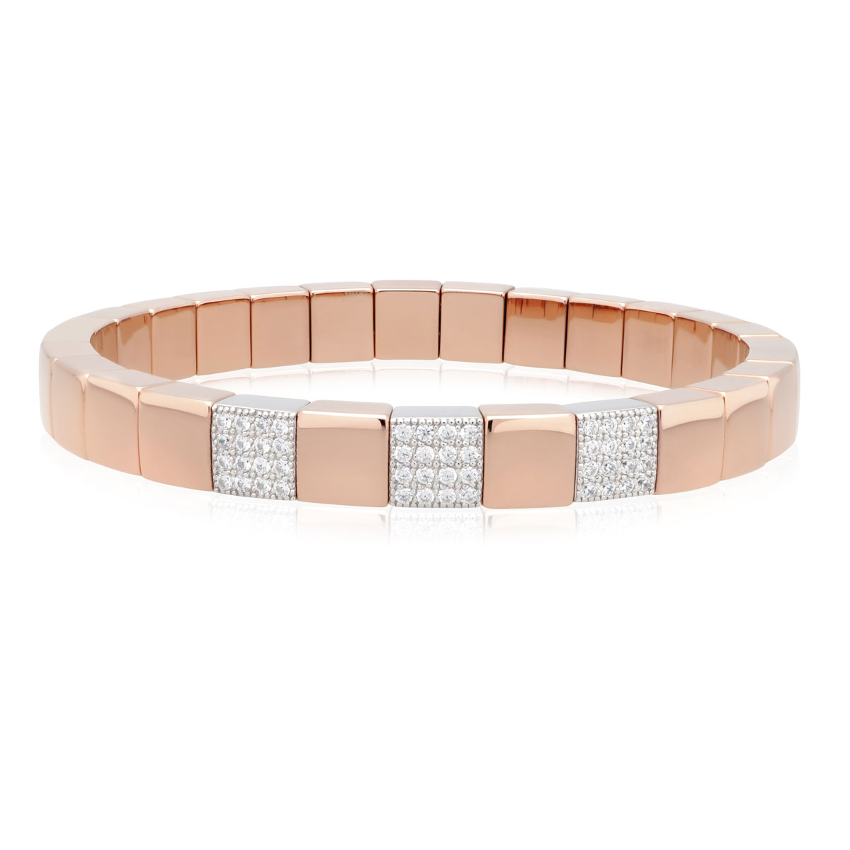 Roberto Demeglio Scacco Stretch Bracelet in Rose Gold with 3 Diamond ...