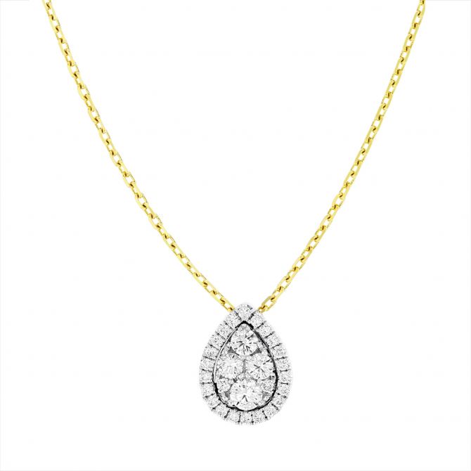 Frederic Sage Diamond Cluster Teardrop Pendant Necklace in Yellow Gold