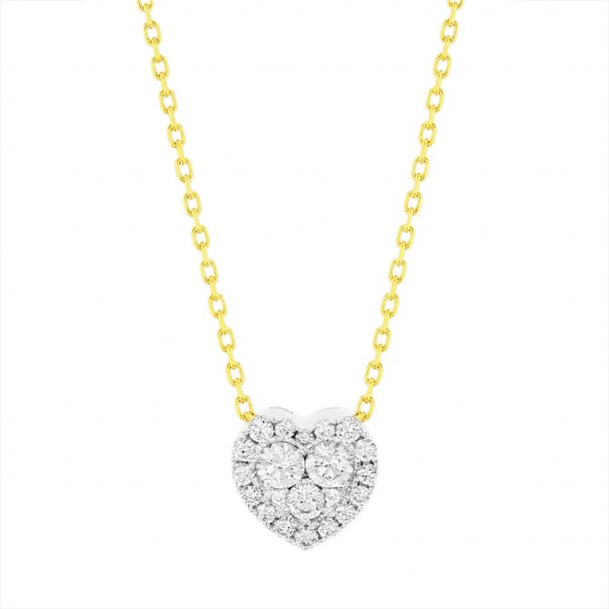 Frederic Sage Diamond Cluster Heart Pendant Necklace in Yellow Gold