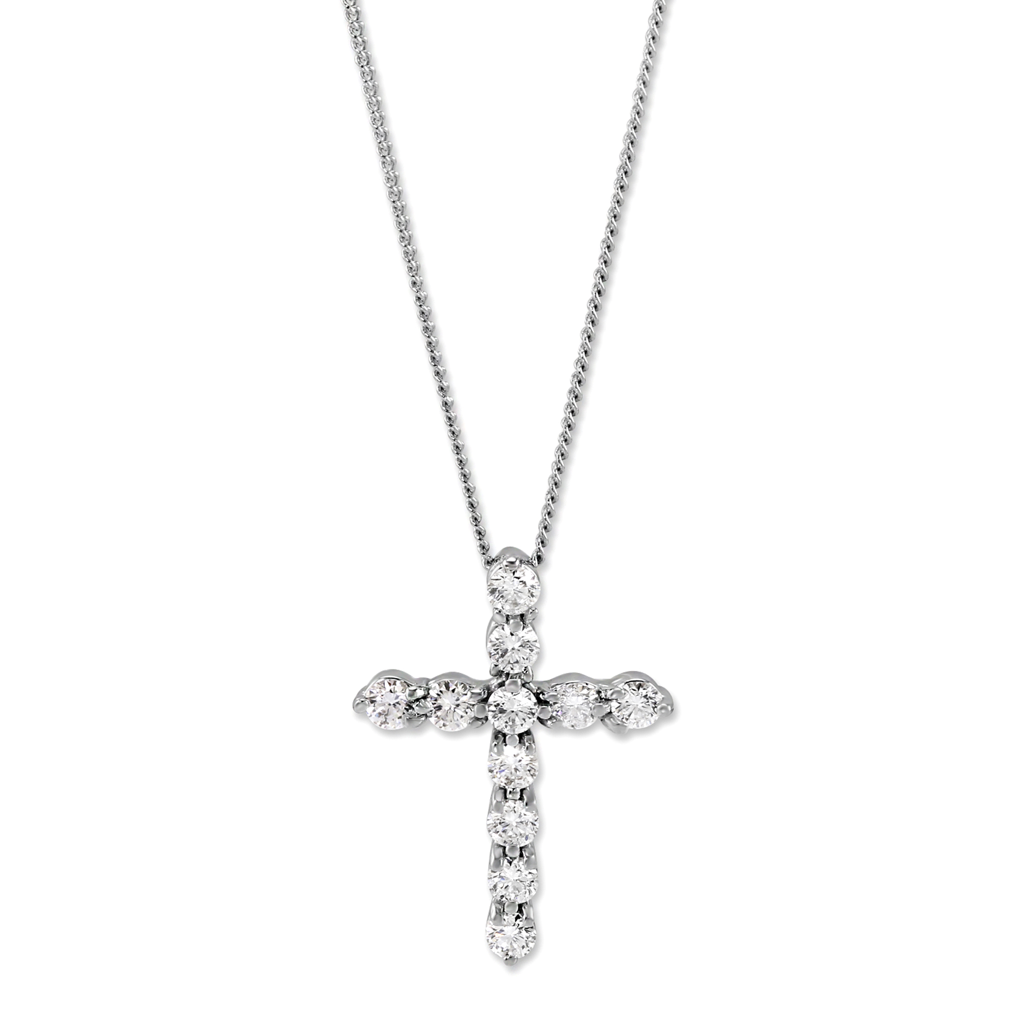 White Gold & Diamond Cross Pendant Necklace, 0.50 cttw | Borsheims